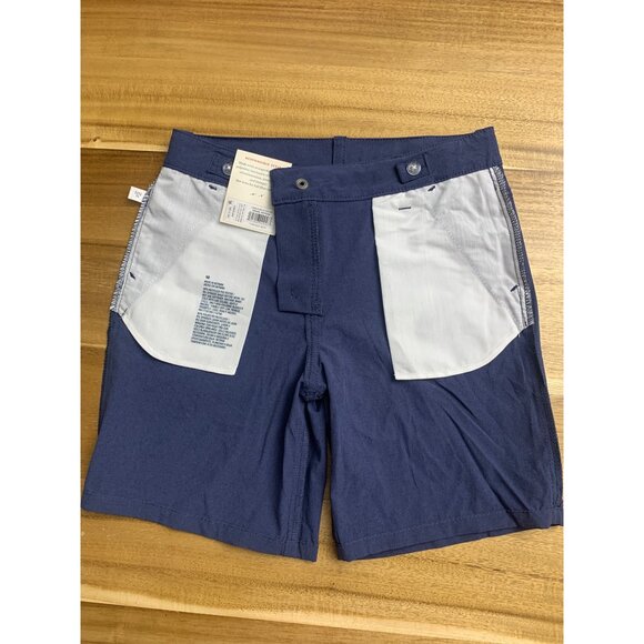Cat & Jack Boys Flat-Front Stretch Shorts Adjustable Waist Navy Blue - Picture 5 of 8